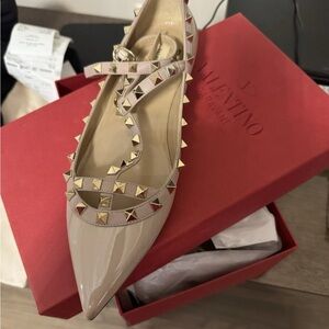 Valentino Garavani Cream Studded Flats